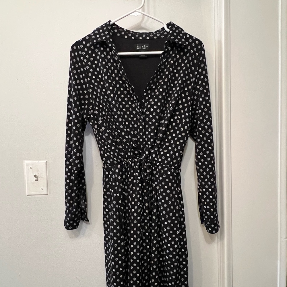 Nicole Miller Black and White Long Sleeve Dress